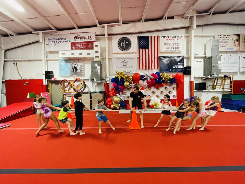 Gymnast tug of war